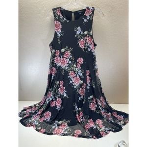 Torrid Dress Size 1X Black Roses Net Fully Lined Sleeveless Peephole Back